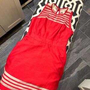 Taylor red dress with illusion border